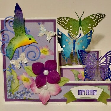 Hummingbird and Butterflies Step Card
