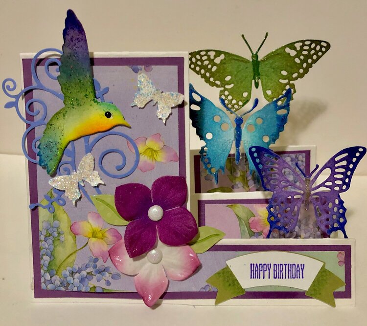 Hummingbird and Butterflies Step Card