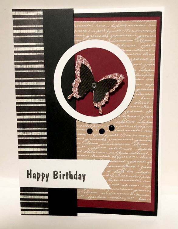 Tan, Black and Maroon Birthday Card