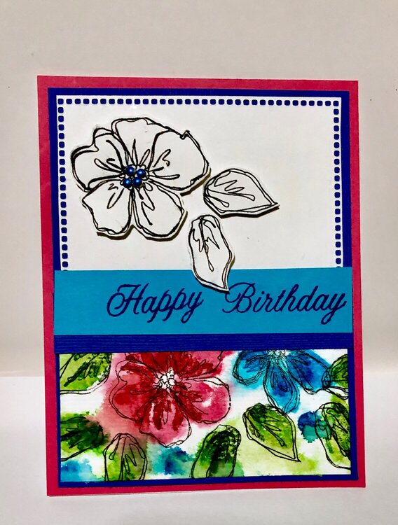 Happy Birthday Watercolor Stamping Card 2