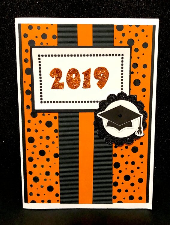Orange and Black Graduation Card 2019 Front