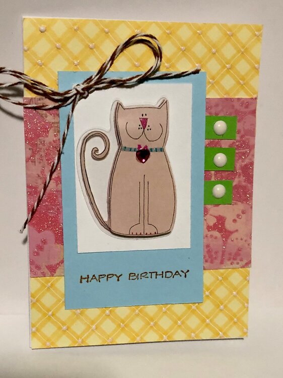 Pastel Cat Birthday Card