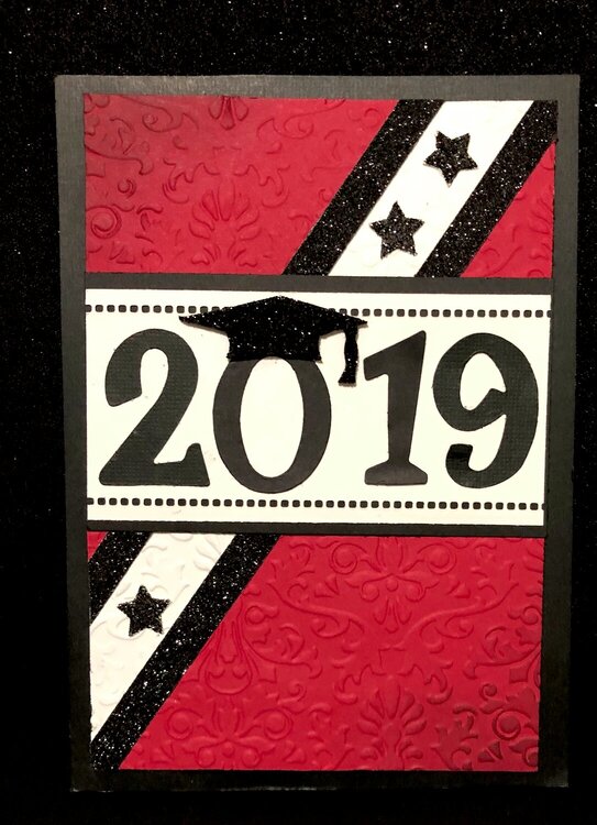 Red and Black Graduation Card Front