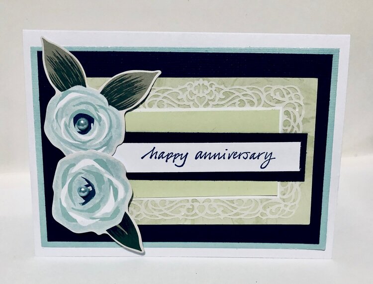 Blue Roses Anniversary Card