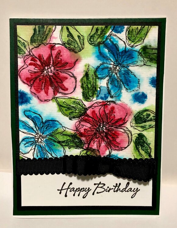 Happy Birthday Watercolor Stamping Card 1