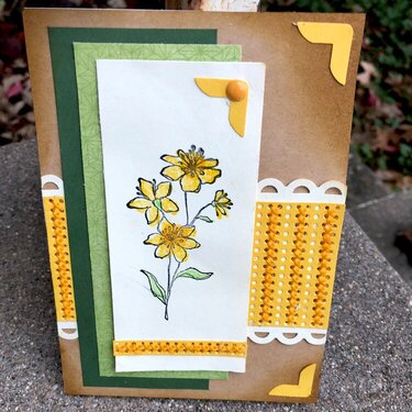 Yellow Flower and Cross Stitch Accents Card