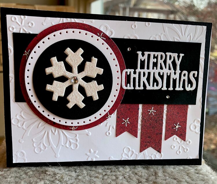 Black, White and Red Snowflake Card
