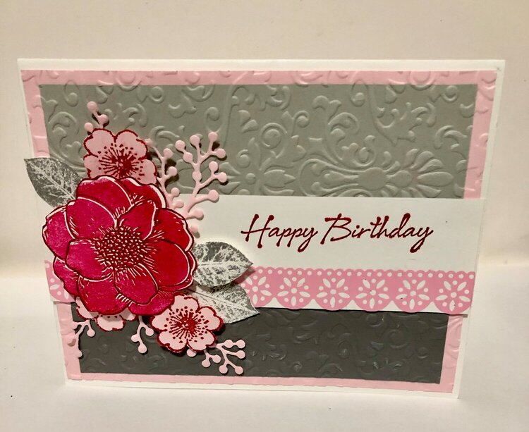 Stamped Flower Cluster Scallop Card