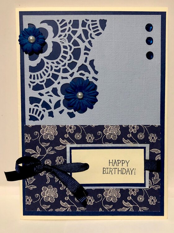 Blue and Ivory Birthday Card