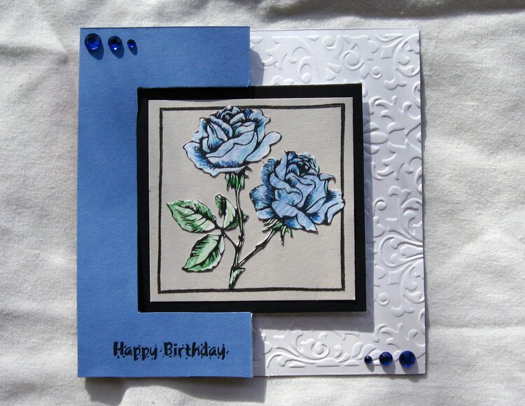 Blue Rose Birthday Flip Card