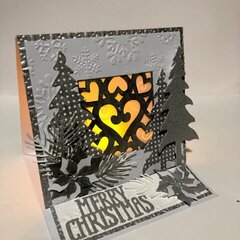 Silver and White Christmas Luminary Card Open