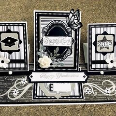 Black, White and Silver Grey Triple Easel Fold Card