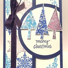 Purple, Blue and Teal Christmas Tree/Snowflake Card