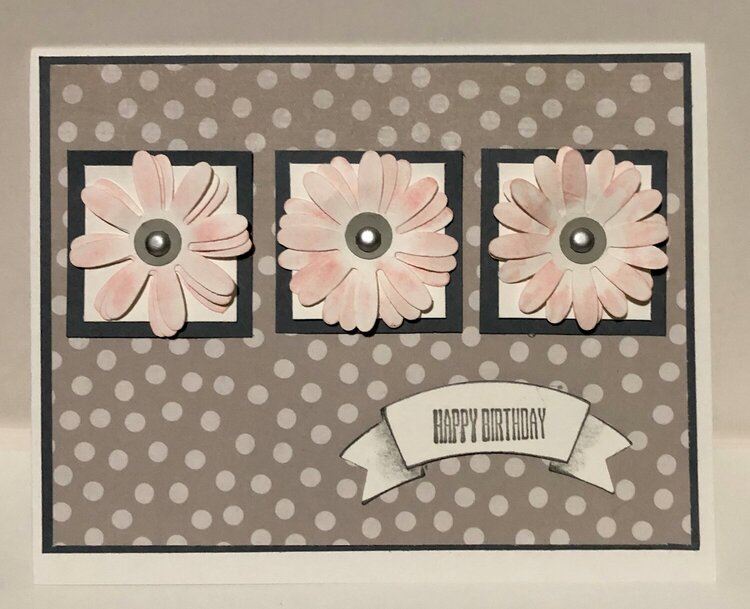 Pink and Gray Three Flower Card