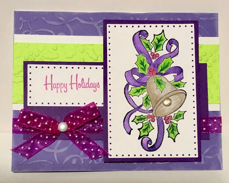 Purple and Green Christmas Bells Card