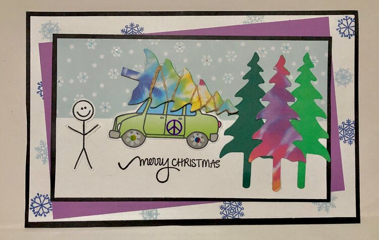 Tie Dye Christmas Tree Card