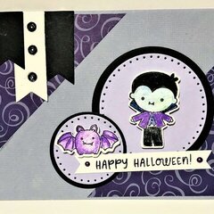 Purple Vampire and Bat Halloween