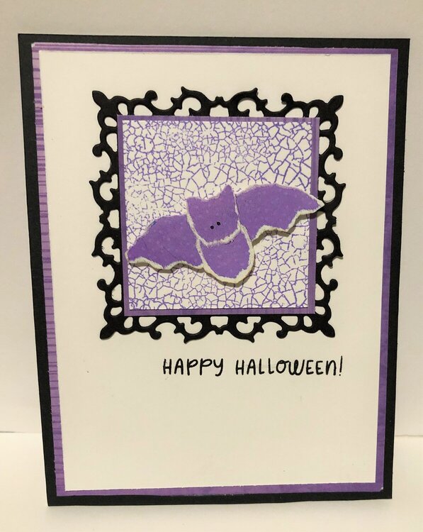 Purple Bat Halloween Card