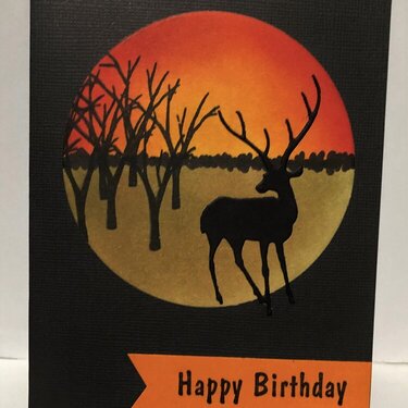 Deer Scene Silhouette Birthday Card