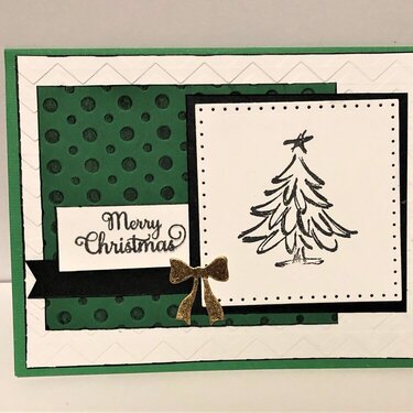 Sketch Tree Christmas Card in Green and Black