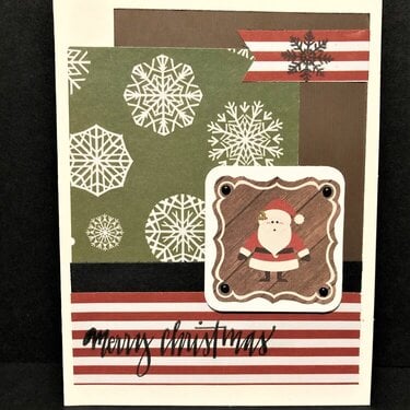 Santa and Green Snowflakes Card