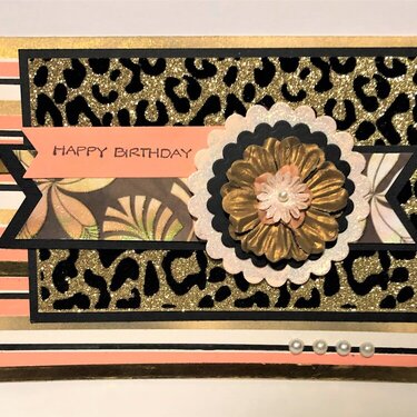 Coral and Gold Leopard Card