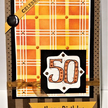 50th Birthday Orange Plaid