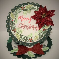 Poinsettia Bow Easel Wreath Card