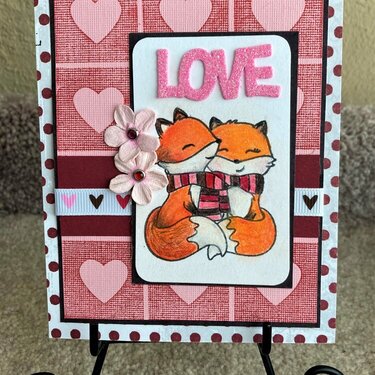 Foxes and Heart Block Background Vallentine Card