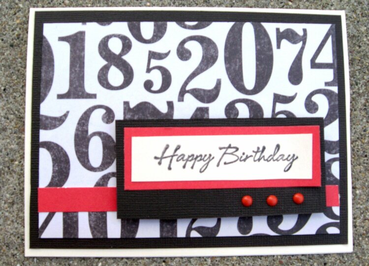 Numbers Brown and Red Birthday Card