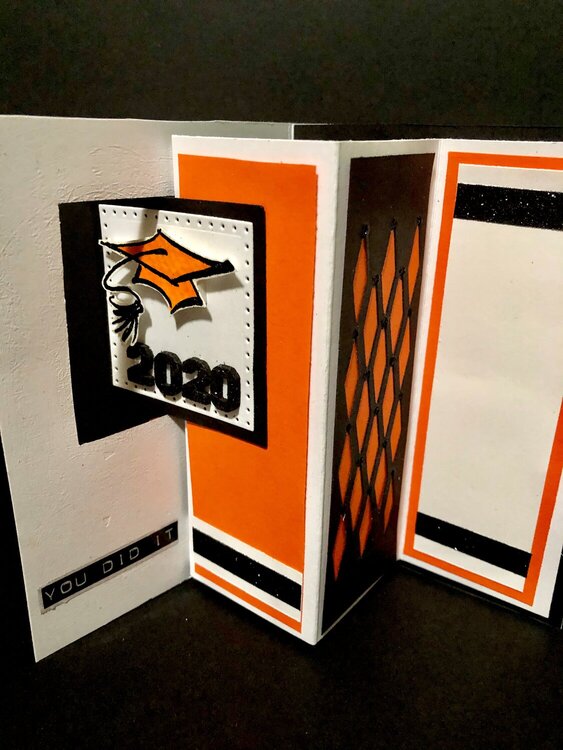 Orange and Black Swing Fold Pop Up Card Inside