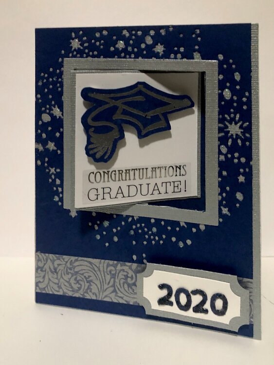Blue 2020 Graduation Swing Fold Card Front