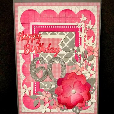 Pink 60th Birthday Card
