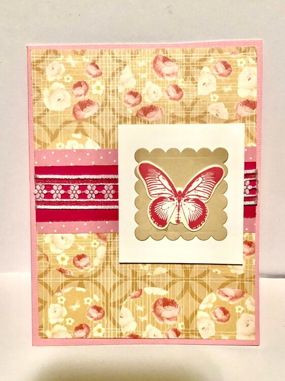 Pink and Beige Butterfly Card
