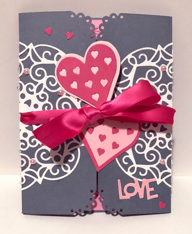 Pink and Grey Gatefold Card Closed