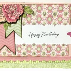 Pink and Green Roses Card