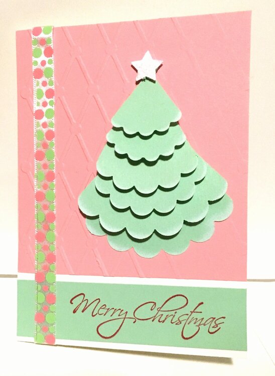 Mint Scalloped Christmas Card