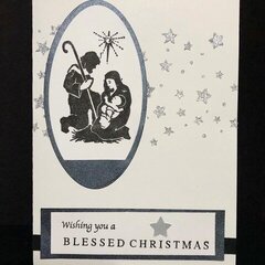 Black and Silver Nativity Card