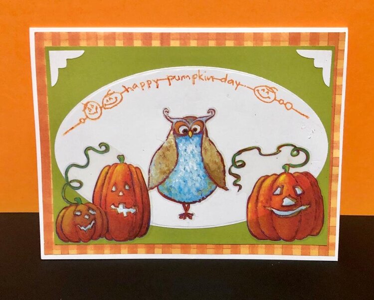 Owl and Pumpkins Card