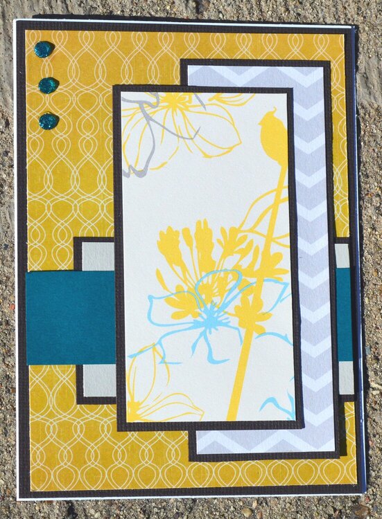 Block Patterned Yellow and Teal and Grey Card