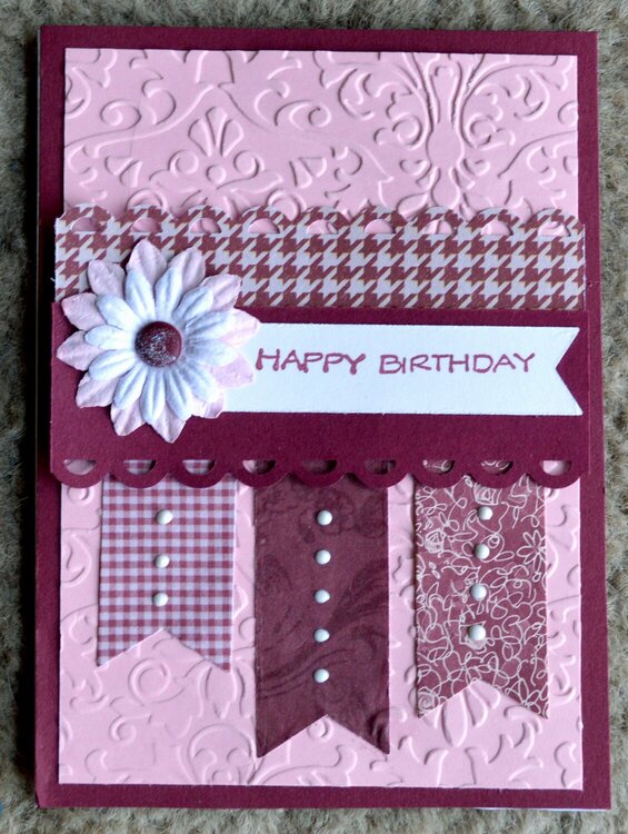 Burgundy and Pink Banner Birthday Card