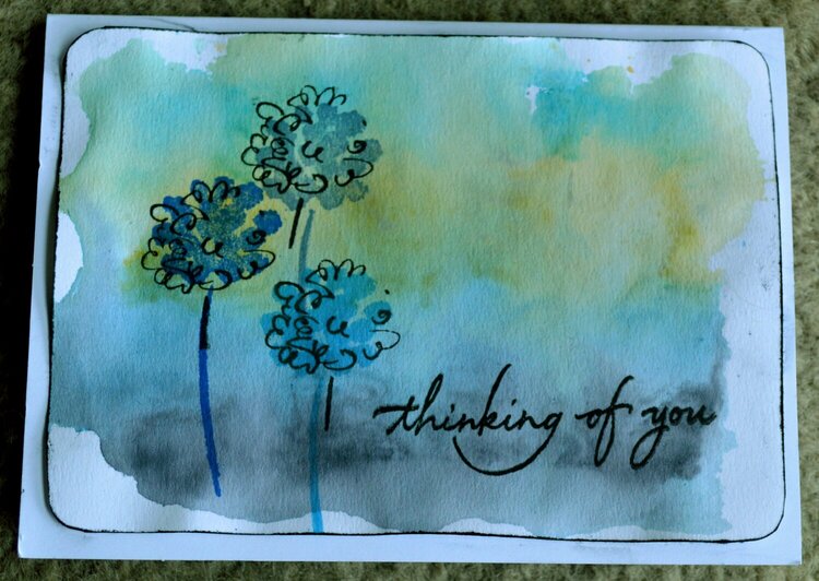 Watercolor Thinking of You Puffy Flower Card