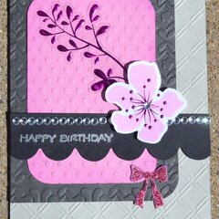 Pink and Grey Flower Spray Card
