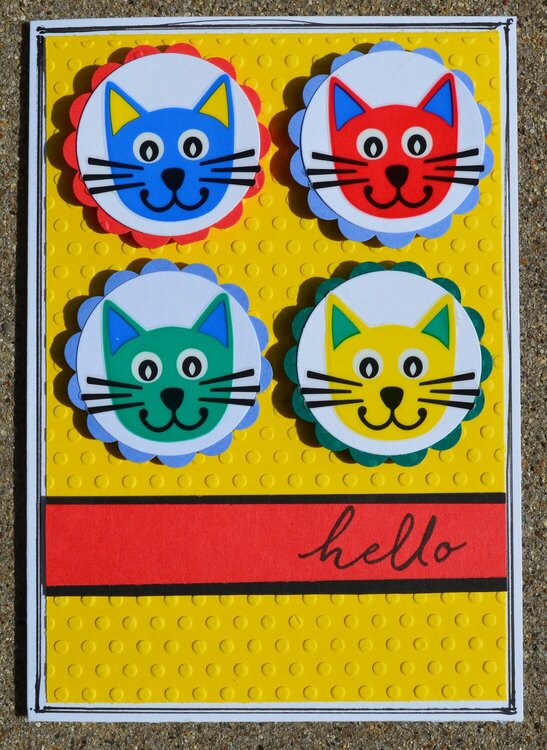 Four Circle Cat Faces Card