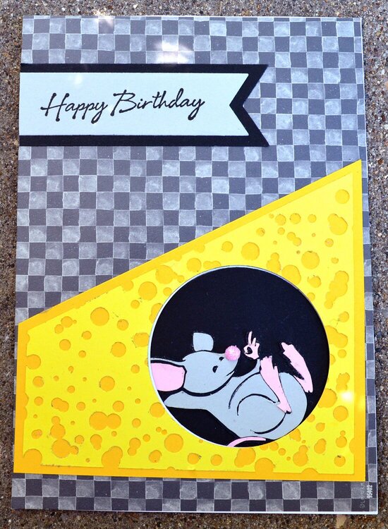 Cheese and Mouse Happy Birthday Card