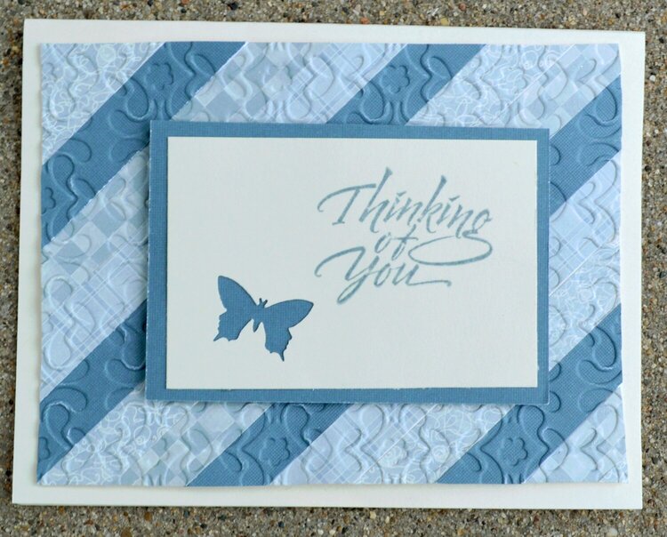 Dusty Blue Peeping Butterfly Card