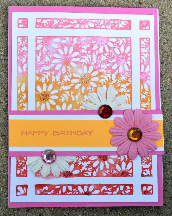 Tri Colored Daisy Birthday Card