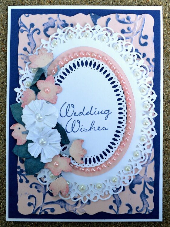 Blue and Pink Frilly Wedding Card