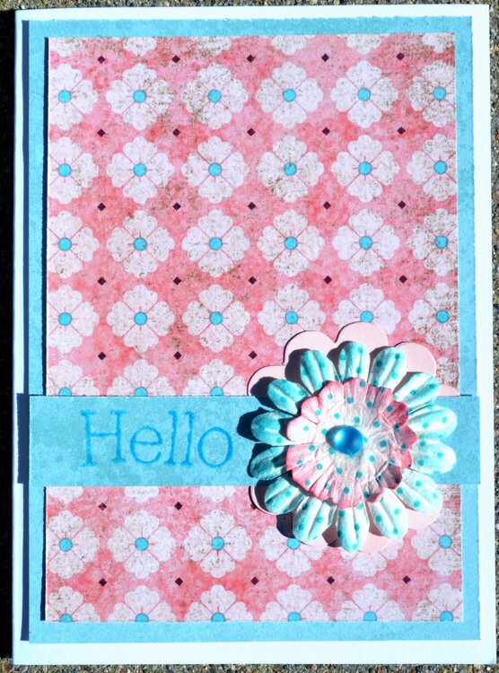 Simple Pink and Blue Hello Card