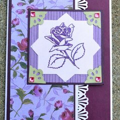 Tri Fold Purple and Green Roses Card